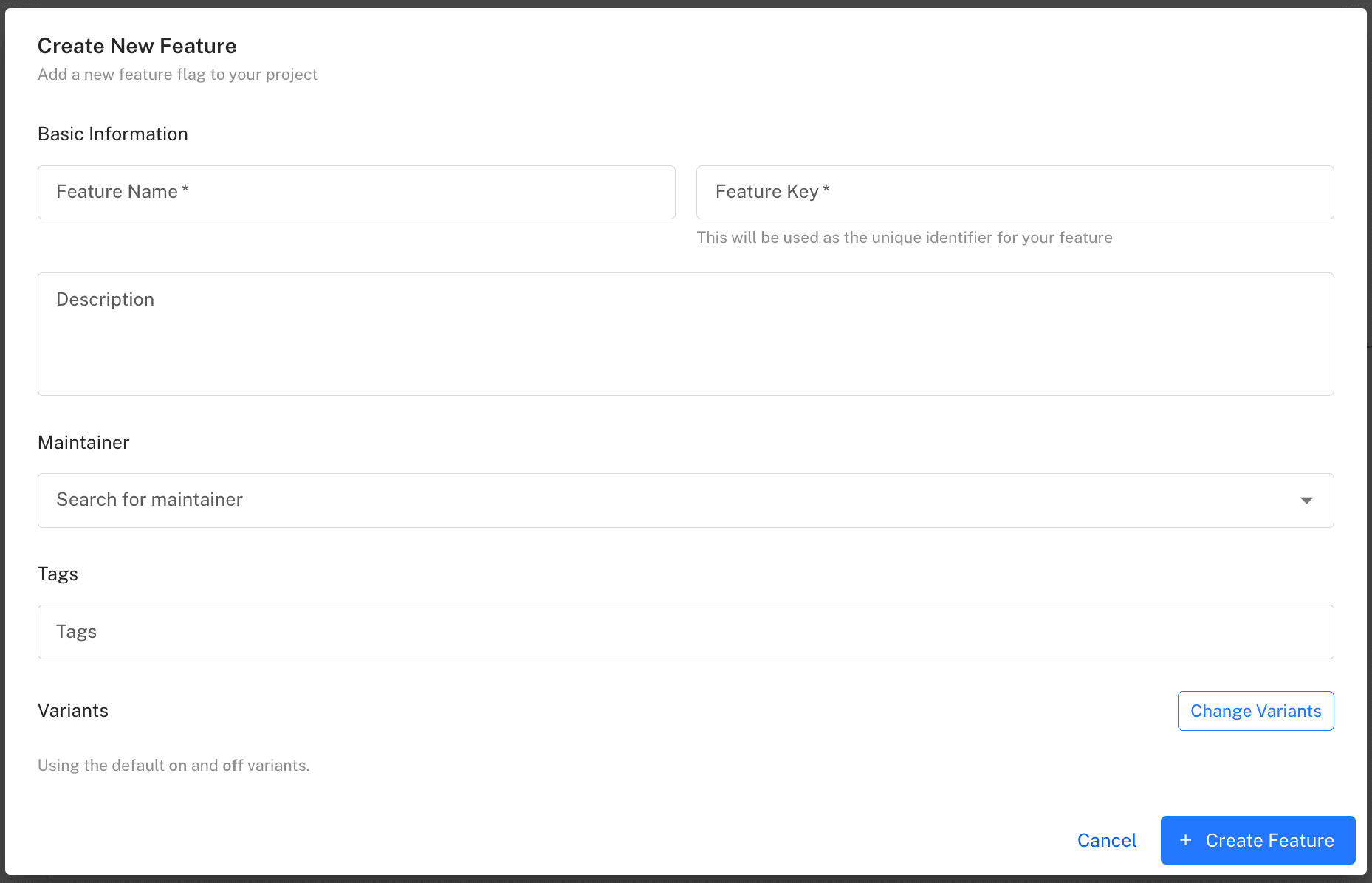 Creating a new feature flag in the Featureflow dashboard