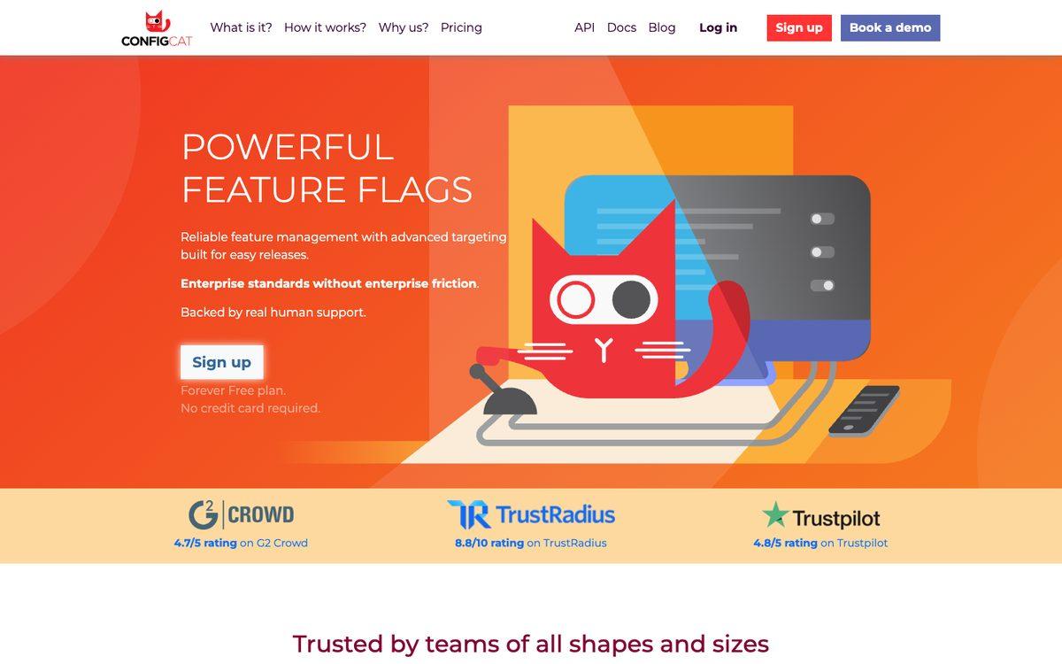 ConfigCat homepage, captured 19 September 2026