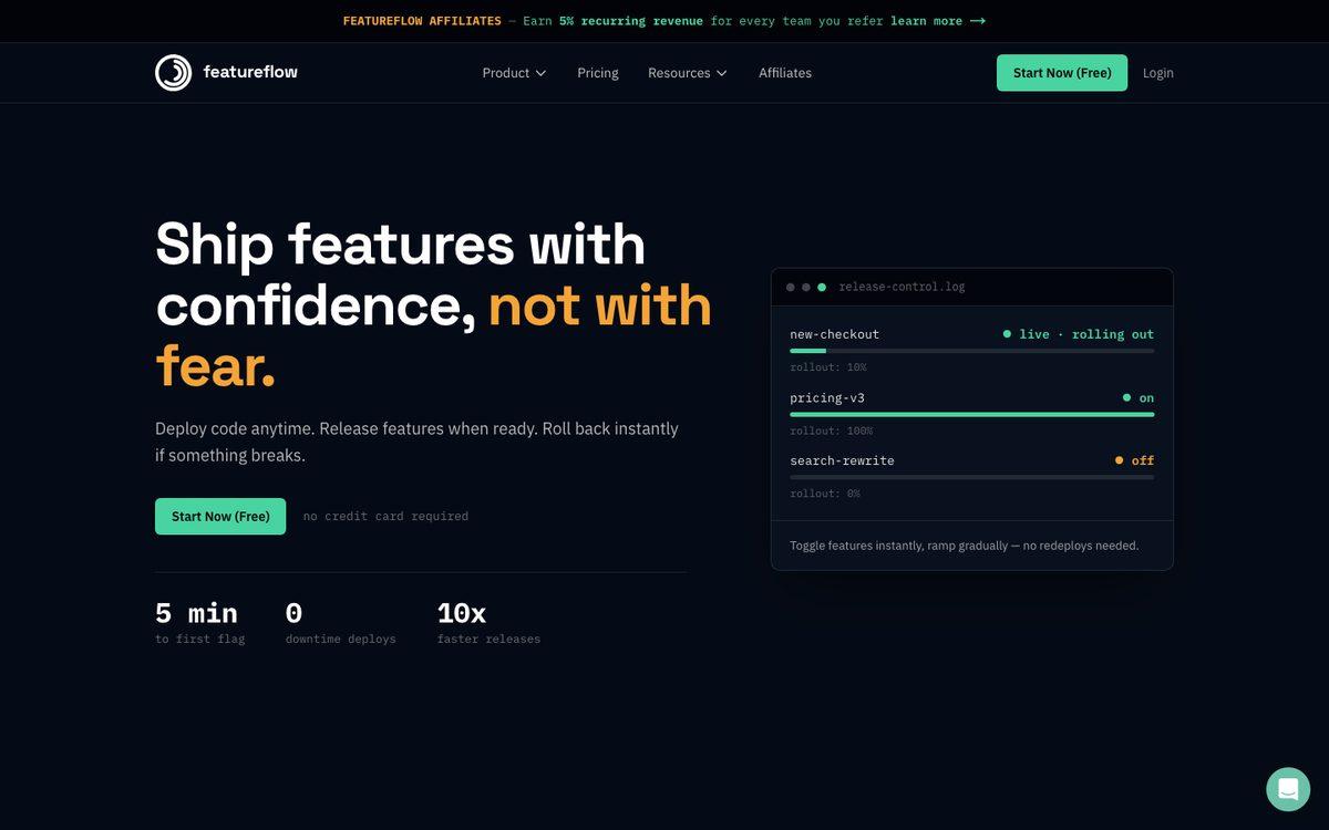 Featureflow homepage, captured 19 September 2026
