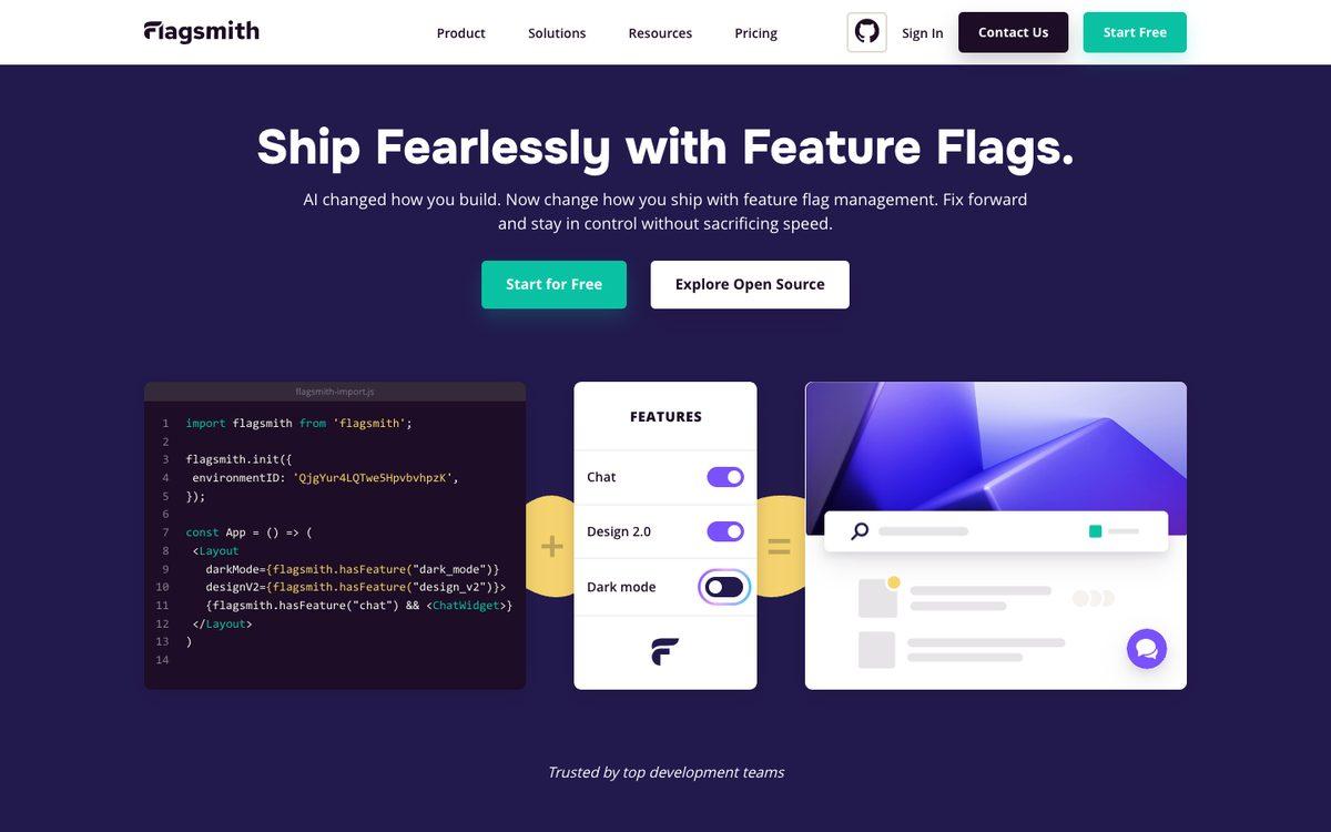 Flagsmith homepage, captured 19 September 2026